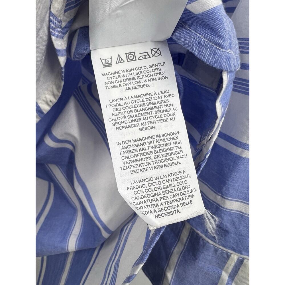 J Crew Top Womens Stripped V Neck Long Sleeve White Blue Shirt Size Medium - Picture 6 of 12